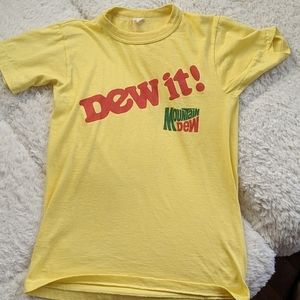 Vintage thrifted yellow mountain dew t-shirt!